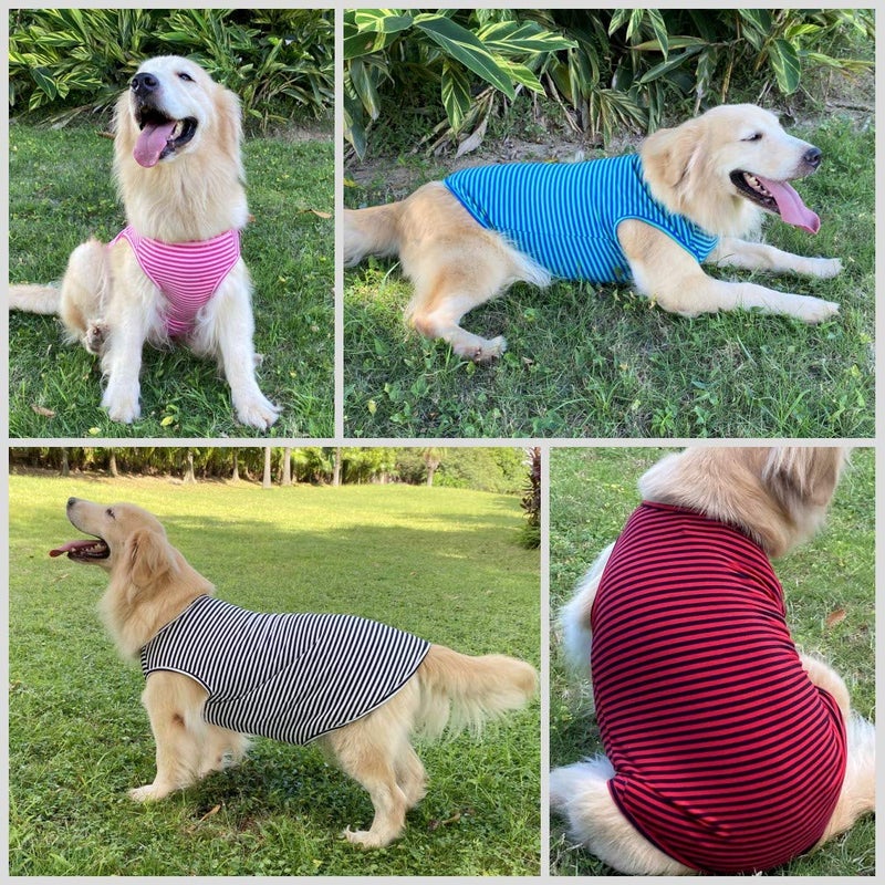 LEVIBASIC Dog Shirts Cotton Striped T-Shirts, Breathable Basic Vest for Puppy and Cat, Super Soft Stretchable Doggy Tee Tank Top Sleeveless, Fashion & Cute Color for Boys and Girls (XL, Black+Red) - Image 3